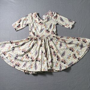 NEW Girls Butterfly Twirl Dress Boutique Full Circle Skater Dress 3/4